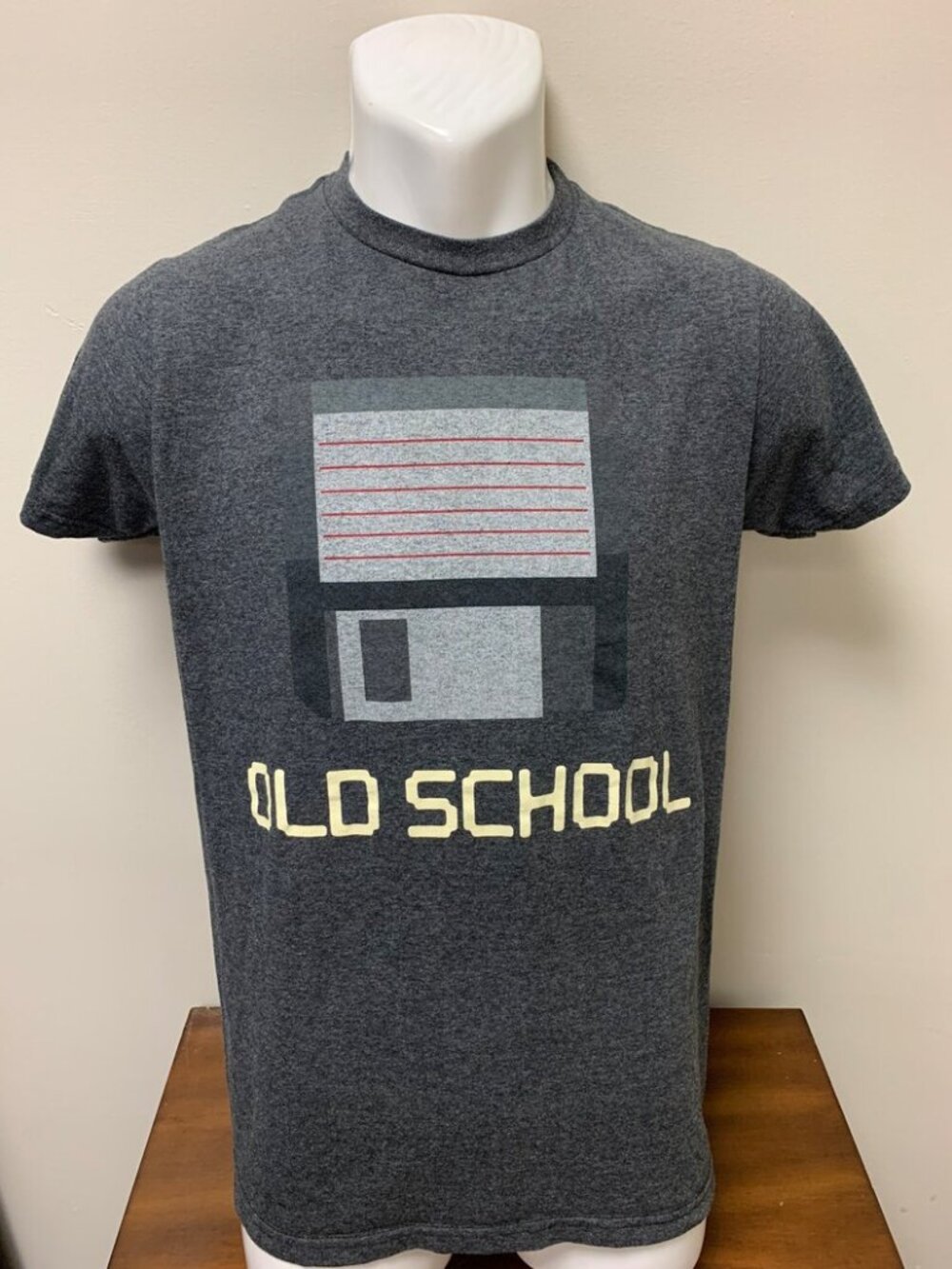 Ryde Out Old School Floppy Disk Men's Gray Graphic Short Sleeve T Shirt Large